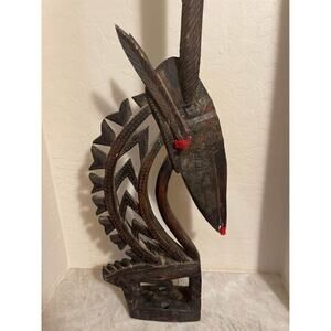 West African Art Wood Carving Antelope CHI Wara  tribal head piece